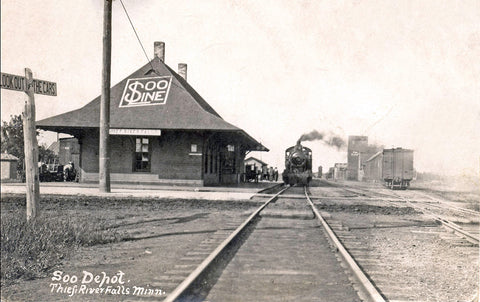 Soo Line Depot, Thief River Falls, Minnesota, 1908 Postcard Reproduction