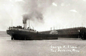 George A. Sloan ore carrier at Two Harbors, Minnesota, 1960s Postcard Reproduction