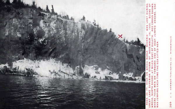 Spot where the Maderia was shipwrecked near Two Harbors, Minnesota, 1905 Postcard Reproduction