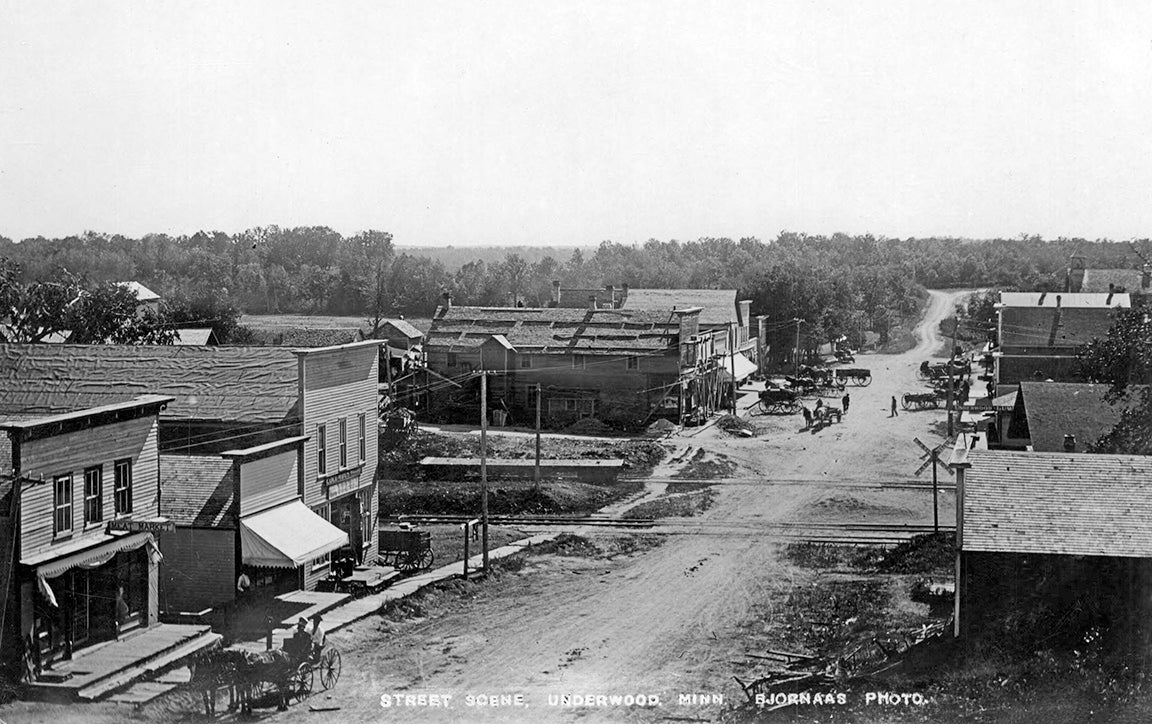 Street scene, Underwood, Minnesota, 1910 Postcard Reproduction