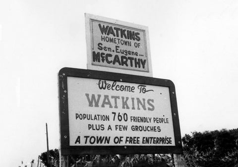 1970s Welcome Sign in Watkins, Minnesota, Home of Eugene McCarthy Poster