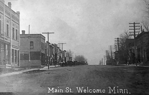 Main Street, Welcome, Minnesota, 1907 Postcard Reproduction