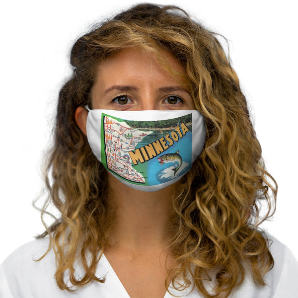 Minnesota Map with Walleye Snug-Fit Polyester Face Mask