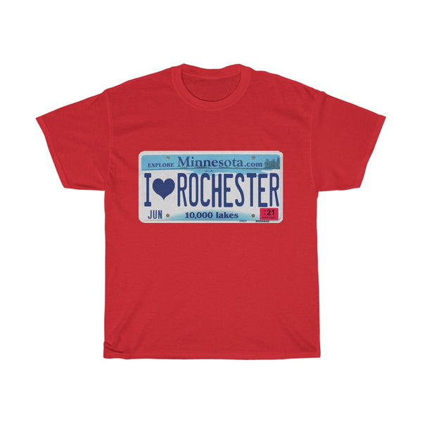 I Love Rochester License Plate Unisex Heavy Cotton Tee