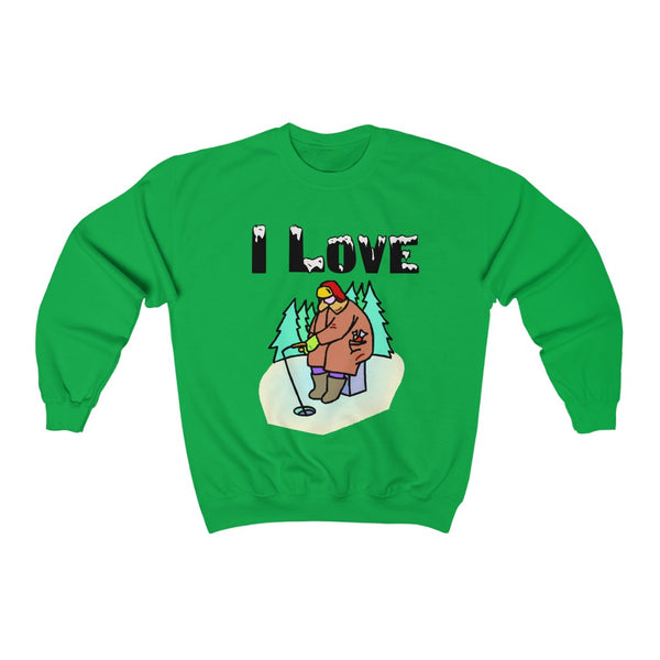 I Love Ice Fishing Unisex Heavy Blend™ Crewneck Sweatshirt