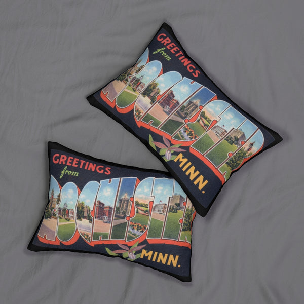 Vintage Greetings from Rochester Spun Polyester Lumbar Pillow
