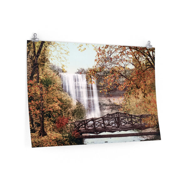 Vintage Minnehaha Falls in Autumn 1901 Premium Matte horizontal posters