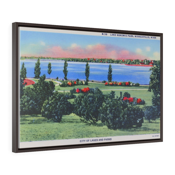 View of Lake Nokomis in Minneapolis, Minnesota, 1945, Horizontal Framed Premium Gallery Wrap Canvas