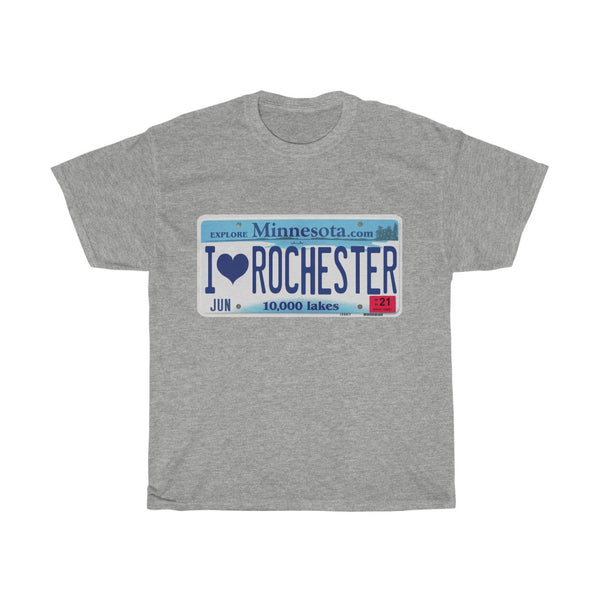 I Love Rochester License Plate Unisex Heavy Cotton Tee