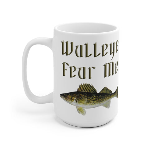 Walleye Fear Me White Ceramic Mug