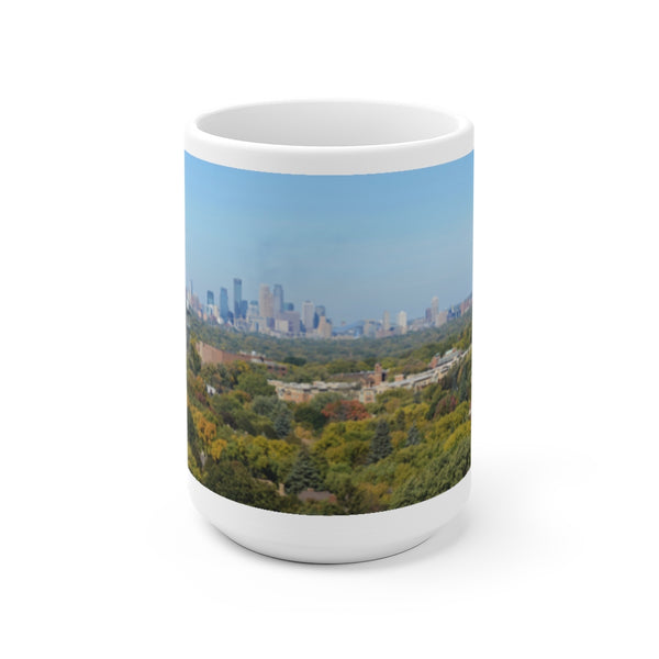 Minneapolis Skyline from Highland Water Tower, 2016, White Ceramic Mug