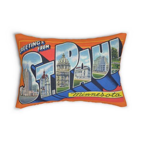 Vintage Greetings from St. Paul Spun Polyester Lumbar Pillow