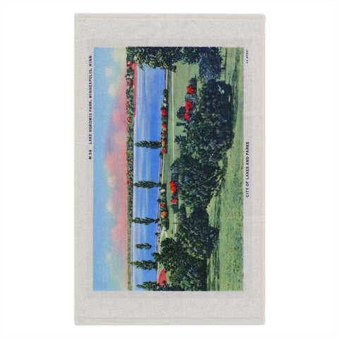 View of Lake Nokomis in Minneapolis, Minnesota, 1945 Rally Towel, 11x18
