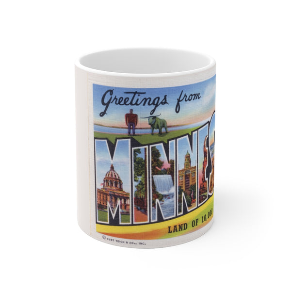 Vintage Greetings Minnesota from White Ceramic Mug