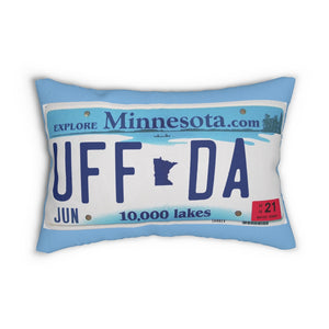 Uffda Minnesota License Plate Spun Polyester Lumbar Pillow