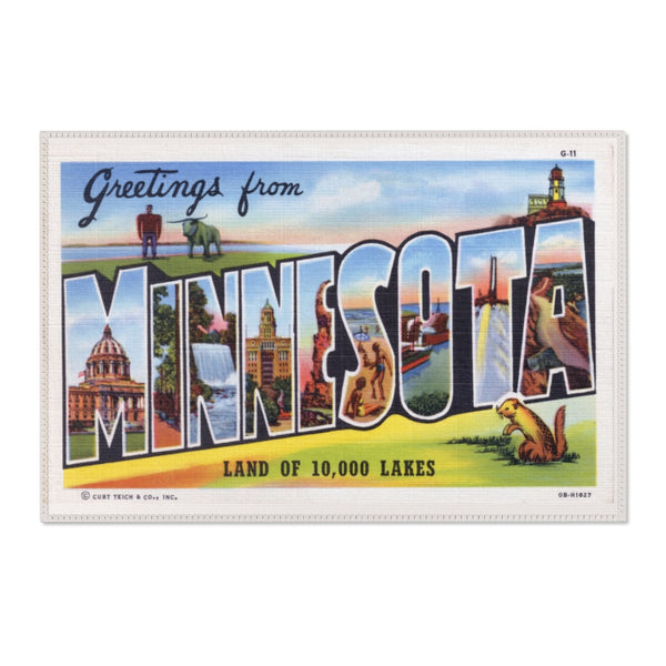 Vintage Greetings from Minnesota, 1940 Area Rugs