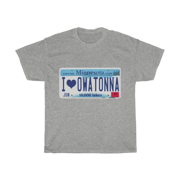 I Love Owatonna License Plate Unisex Heavy Cotton Tee