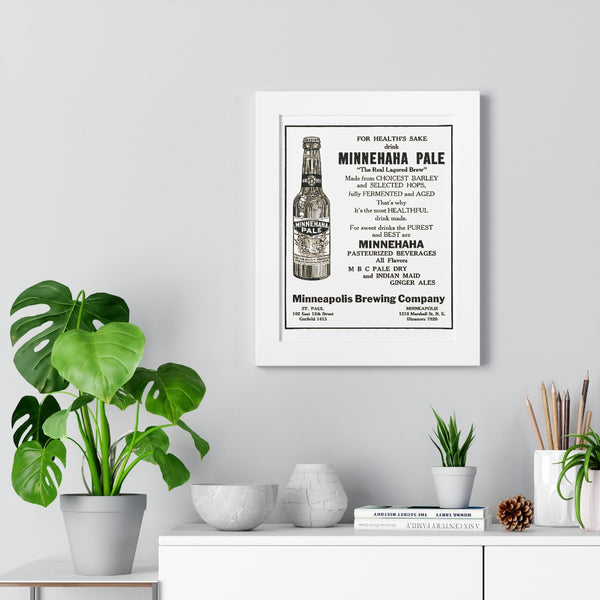 1927 Minnehaha Pale Ale Advertisement Framed Vertical Poster