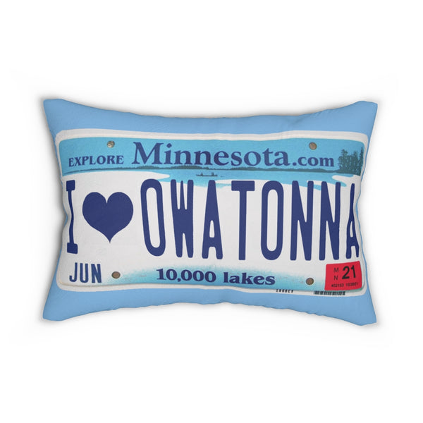 I Love Owatonna License Plate Spun Polyester Lumbar Pillow