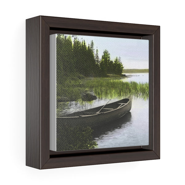 Canoe scene on Lake Isabella 1920s Square Framed Premium Gallery Wrap Canvas