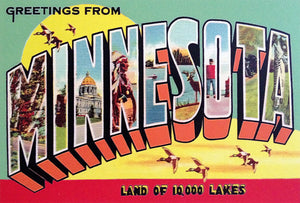 Greetings from Minnesota 1940s Postcard Reproduction