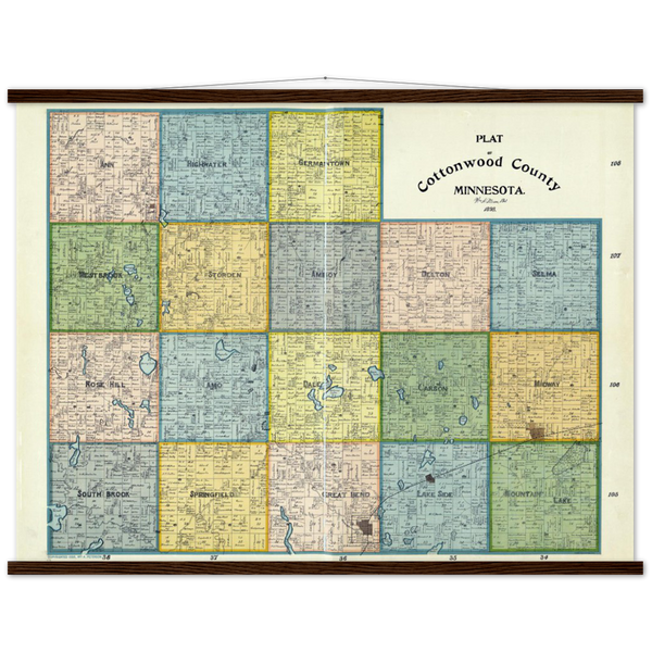 1898 Map of Cottonwood County Minnesota Premium Matte Paper Poster & Hanger