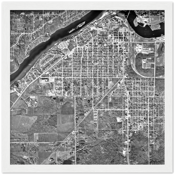 International Falls Minnesota Aerial Photo 1972 Classic Matte Paper Wooden Framed Poster