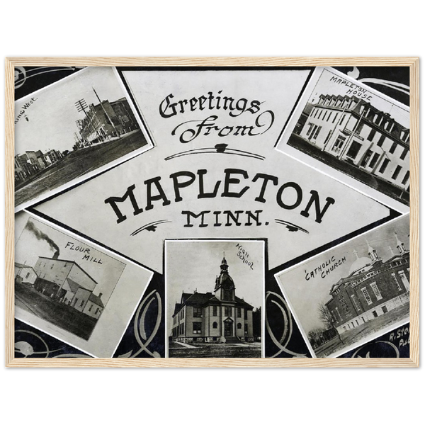 1910s Multi Scene Mapleton Minnesota Classic Semi-Glossy Paper Wooden Framed Poster