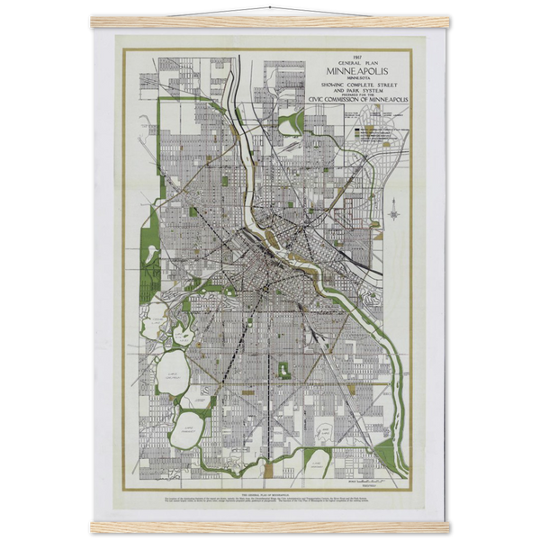 City of Minneapolis Master Plan, 1917, Premium Matte Paper Poster & Hanger