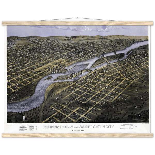 Minneapolis and Saint Anthony, Minnesota 1867 Premium Matte Paper Poster & Hanger