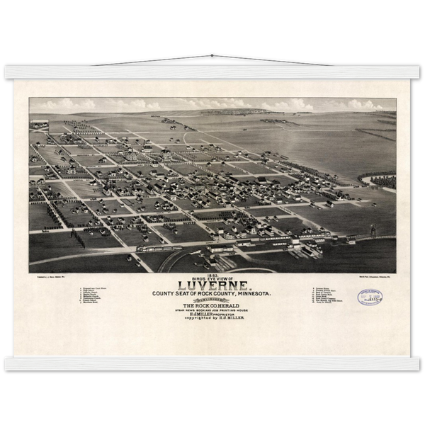 1883 Birds-eye View of Luverne Minnesota Premium Matte Paper Poster & Hanger