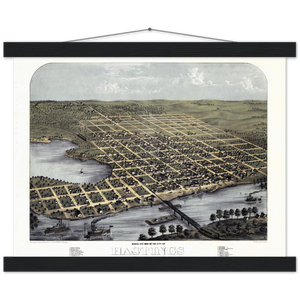 Birds-eye View of Hastings Minnesota 1867 Premium Matte Paper Poster & Hanger