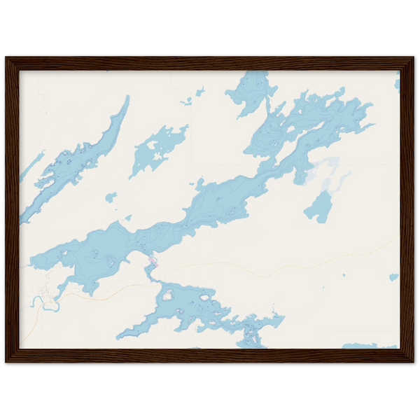 Fall Lake Depth Map Wood Framed Print (Ely, Minnesota)