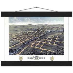 Birds-eye View of Northfield Minnesota 1870 Premium Matte Paper Poster & Hanger
