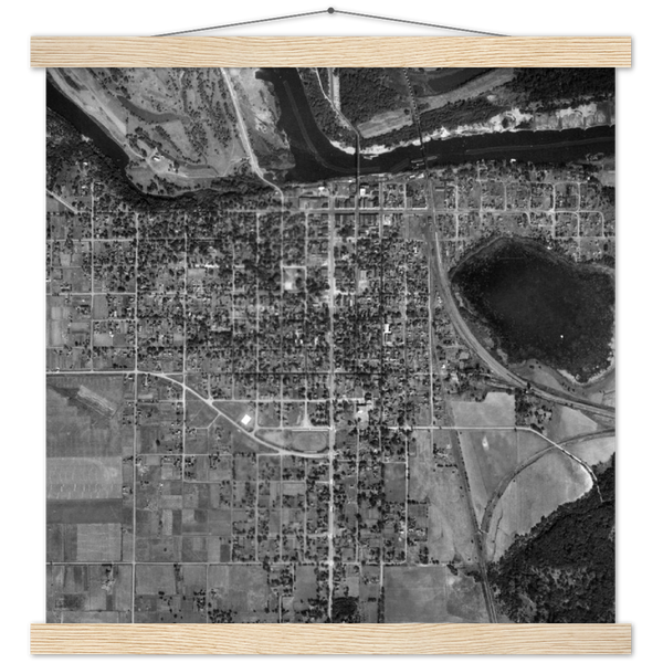 Aerial photo of Hastings Minnesota from 1937 Classic Semi-Glossy Paper Poster & Hanger