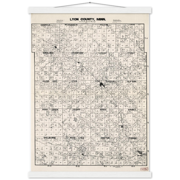 Lyon County Minnesota 1884 Plat Map Premium Matte Paper Poster & Hanger