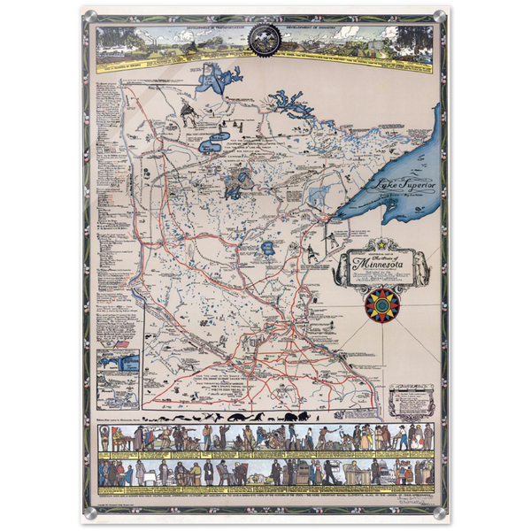 1931 Pictorial Map of Minnesota History Acrylic Print