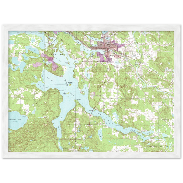 Pokegama Lake Topographical Map Framed Print (Grand Rapids, Minnesota)