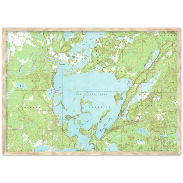 Big Sandy Lake Wood Framed Topographic Map (McGregor, Minnesota)
