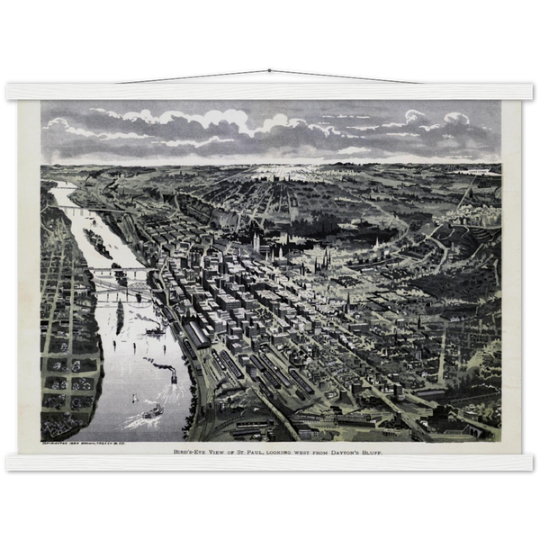 Bird's-eye view of St. Paul, looking west from Dayton's Bluff Premium Matte Paper Poster & Hanger
