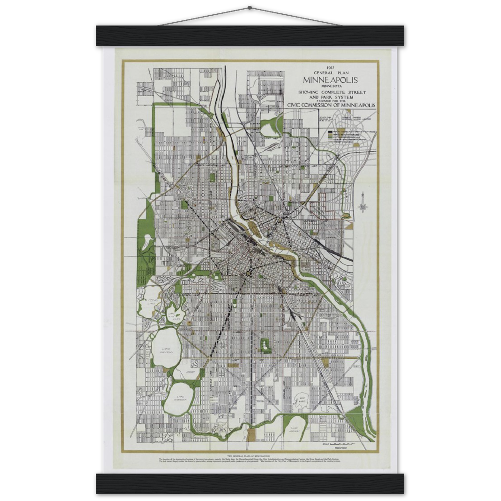 City of Minneapolis Master Plan, 1917, Premium Matte Paper Poster & Hanger