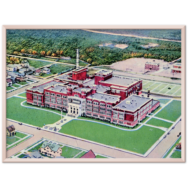 High School in Hibbing Minnesota 1940s Archival Matte Paper Metal Framed Poster