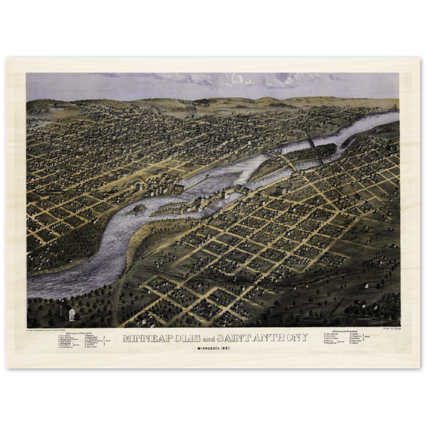 Minneapolis and Saint Anthony, Minnesota 1867 Wood Prints