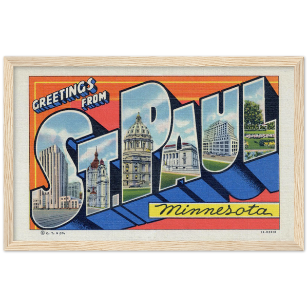 Vintage Greetings from St. Paul Archival Matte Paper Wooden Framed Poster