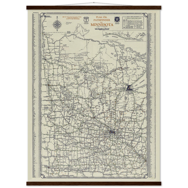 Pure Oil 1935 Minnesota Highway Map Archival Matte Paper Poster & Hanger