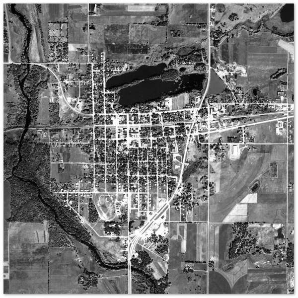 Aerial view of Mora, Minnesota, 1965, Premium Matte Paper Poster
