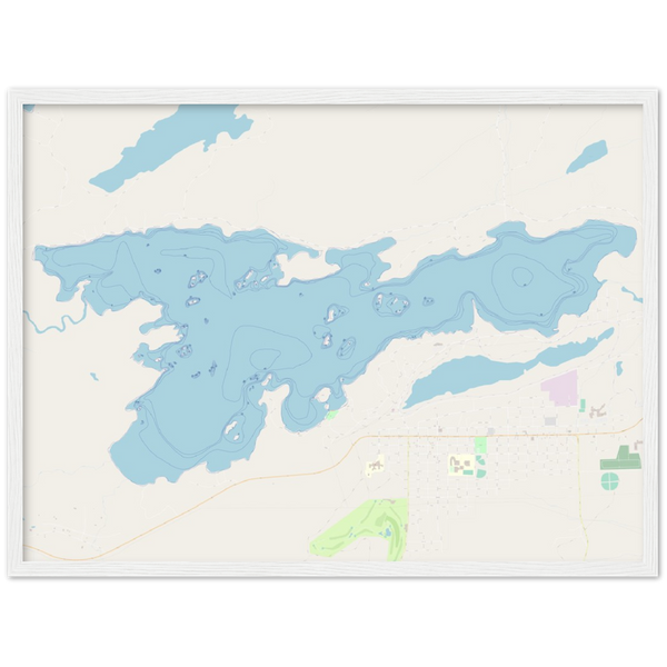 Shagawa Lake Depth Map Wood Framed Print (Ely, Minnesota)
