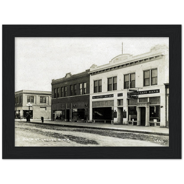 1920s Crosby Minnesota Street Scene Classic Semi-Glossy Paper Wooden Framed Poster