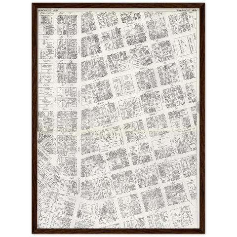 Map of Property Ownership and Lessees Minneapolis Minnesota 1929 Classic Matte Paper Wooden Framed Poster