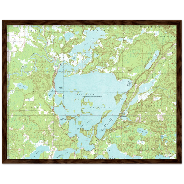 Big Sandy Lake Wood Framed Topographic Map (McGregor, Minnesota)